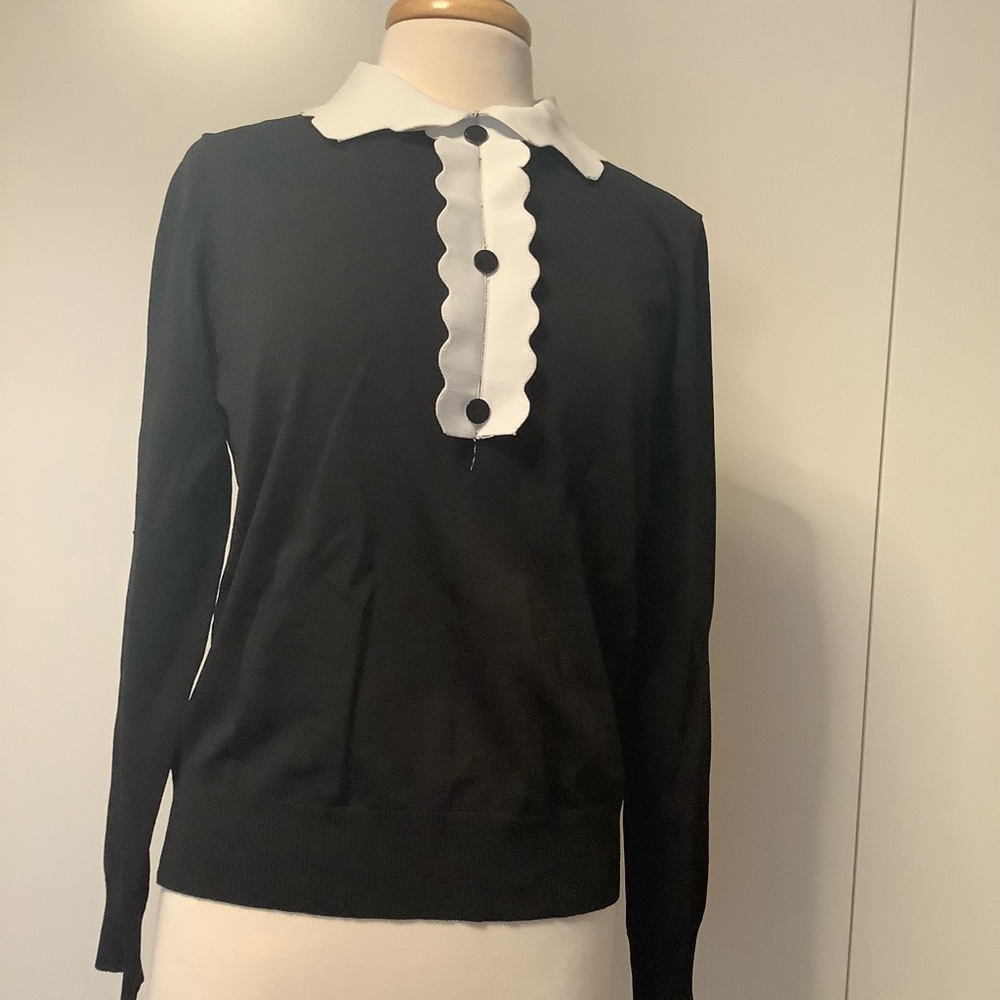 New YAL NEW YORK Black and White Sweater Sz L